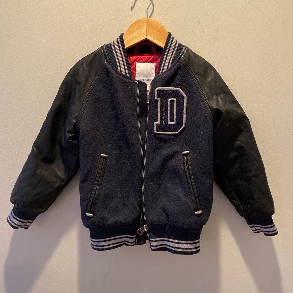 Diesel boys faux leather bomber jacket